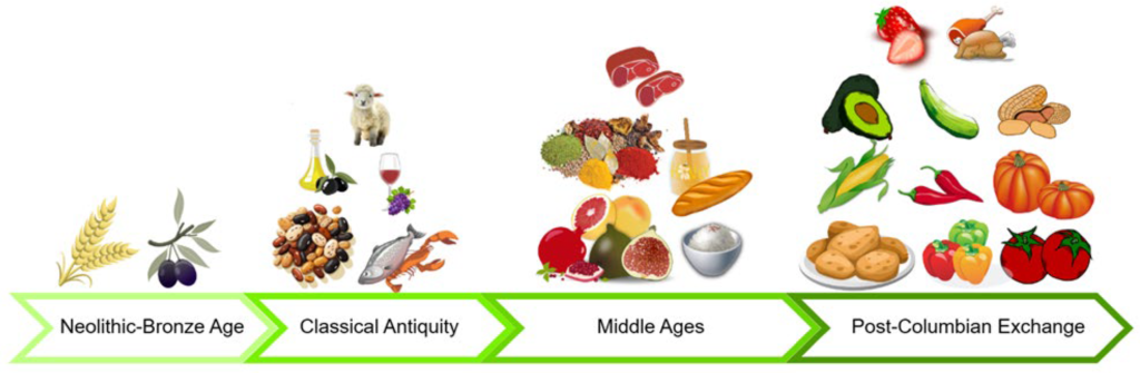 evolução da dieta mediterrânica ao longo dos últimos milénios.