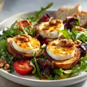Salada clássica francesa de queijo chèvre