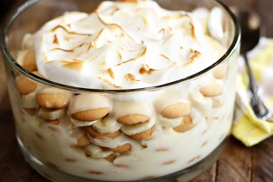 receita de banana pudding ao estilo do sul dos Estados Unidos