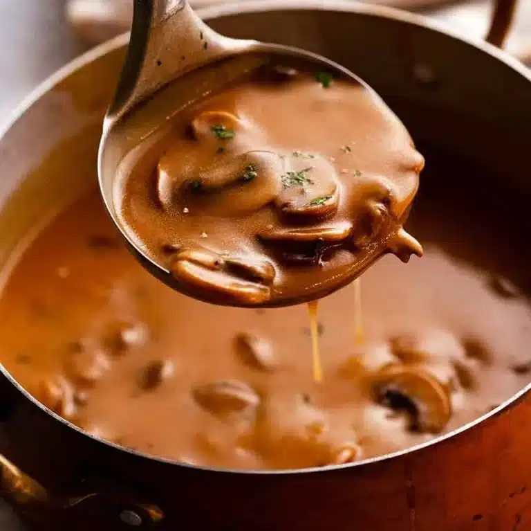 molho de caldo de aves e cogumelos do dia de acção de graças